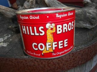 Vintage 1lb Hills Bros Coffee Of San Francisco Tin Full