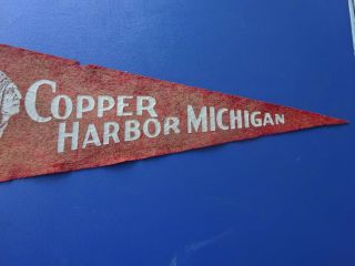 Large 1950 ' s Indian Chief Wool Pennant,  Copper Harbor,  Michigan,  29 Inches 3