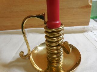 Polished Brass Adjustable Candlestick/holder - 5 " To Top Of Handle