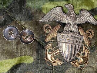 Ww2 Us Navy Officer’s Cap Hat Badge - Sterling,  H - H Hilborn Hamburger,  Full Size