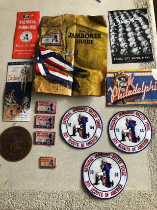 1964 Boy Scouts National Jamboree Valley Forge Brochures,  Map,  Patches