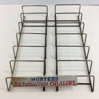 Vintage Hostess Metal Store Display Rack 12 Slots Counter Old Fashioned Crullers