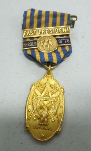 Masonic Sojourners National Past President Heroes Of 76 Medal W/ Ribbon