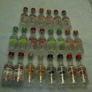 22 Smirnoff Vodka Plastic 50 Ml Liquor Bottles/11 Pairs/empty
