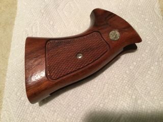 Vintage Early Smith & Wesson Factory Diamond Wood Grips N Frame Square Butt