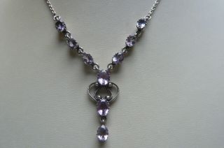 Art Nouveau Style Amethyst And Silver Necklace