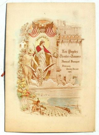 Vtg February 22,  1902 Los Angeles Chambers Of Commerce Annual Banquet Booklet