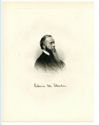 Edwin M Stanton,  Us Secretary Of War/civil War/lincoln/sickles,  Engraving (7934)