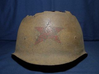 Ww2 Soviet Helmet,  Red Army,  Ussr Helmet.  With Red Star In Front.