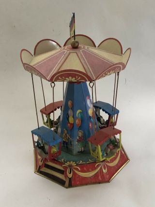 Gondola Carousel Fair Ride Tin Toy Ride Lever Action German Made