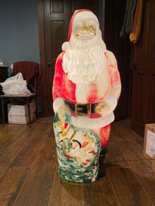 Vintage Empire 48 " Christmas Santa Claus With Toy Sack Lighted Blow Mold