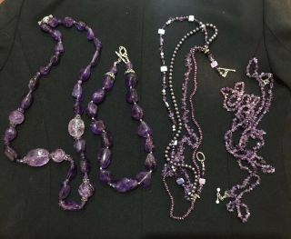 Amy Kahn Russell Akr Purple Amethyst Sterling Silver - 4 Necklaces