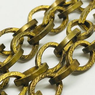 Antique Victorian Gilt Metal Engraved Long Belcher Chain Necklace