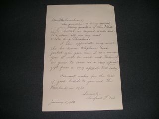 White House Personal Hand Written Letter Sanford Fox To First Lady