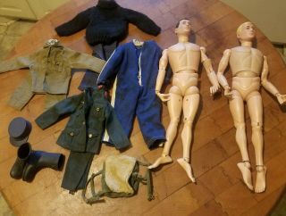 Qty (2) Vintage 1964 Gi Joe Dolls With Clothing And Accessories