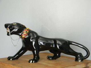 Mid Century Modern Ceramic Black Panther Figurine/sculpture