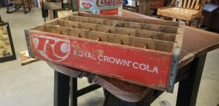 Vintage Rc Royal Crown Cola Wood Soda Pop Crate With 24 Dividers