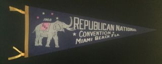 Vintage Political Pennant - 1968 Republican National Convention Miami,  Florida