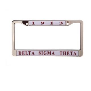 Delta Sigma Theta White Metal License Frame