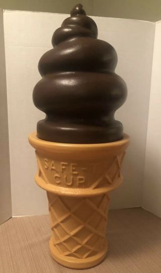 Safe - T Cup Chocolate Ice Cream Cone 26 " Tall Large Store Display Blow Mold Bank