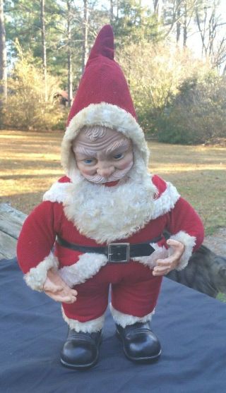 Vintage 19 " Rushton Santa Clause Corduroy Plush Rubber Face/hands Doll