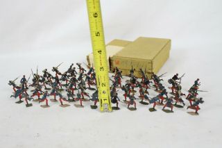 69 Vintage Tin Flats Zinnfiguren Lead War Scholtz Soldiers German Folk Art Box 2