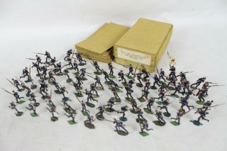 76 Vintage Tin Flats Zinnfiguren Scholtz Horses Soldiers Lead Toy W Box Folk Art