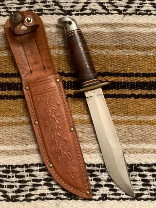 Vintage 1960’s Western Usa L46 - 6 Bowie Hunting Fishing Survival Knife W/sheath