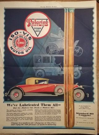 1929 Polarine Motor Oil Ad Chicago Sunday Tribune Standard Iso - Vis Sturdy & Rich