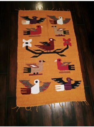 Vintage Native American Woven Wool Bird Tapestry/blanket