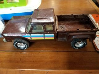Vintage Nylint " Country Gent " 12 " L Extra Cab Metal Pickup Truck W/dump Truck Bed