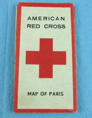 US WWII AMERICAN RED CROSS MAP OF PARIS for Soldiers,  Recycled From Captured Map 3