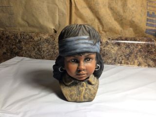 Vintage Ceramic Native American Girl Head Bust