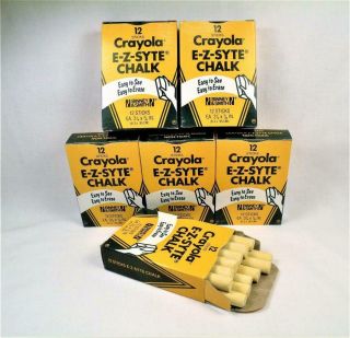 6 Vintage N.  O.  S.  Crayola E - Z Style Chalk Binney & Smith No.  1420 Soft Yellow