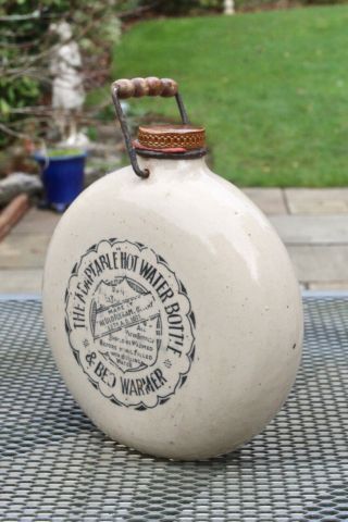 Vintage 1900s The Adaptable Hot Water Bottle & Bed Warmer Fulham Pottery London