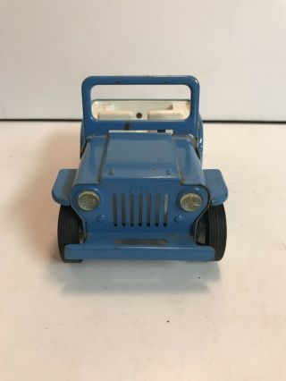 Tonka Pressed Steel Jeep With Fold Down Windshield Blue And White