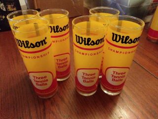Wilson Championship Tennis Balls Drinking Glasses Vintage Set Of 6
