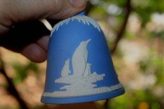 Vintage Wedgewood Blue Jasperware Penguin Bell Year 1979,  Christmas Ornament