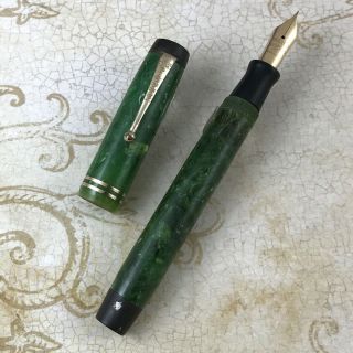 Parker Duofold Streamline Senior Jade Green Fountain Pen Firm Fine