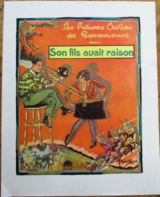 Brantonne/artist - Signed 1936 French Art Deco Movie Poster: Son Fils Avait Raison
