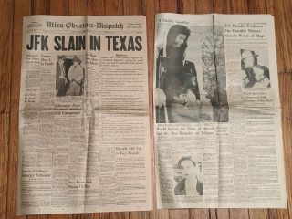 John F Kennedy Slain Assassination Newspaper Nov.  22nd & 25th 1963 President Jfk