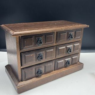 Salesman Sample Dresser Drawers Vintage Wood Music Jewelry Box Schmid Sankyo