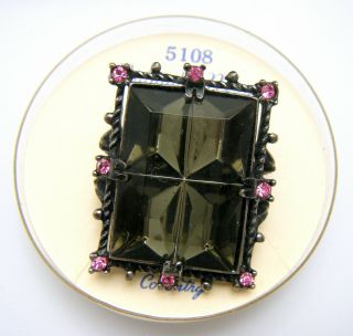 Vintage Sarah Coventry Ring Black Magic Rhinestones Pink Black Box