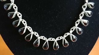Vintage Mexico 925 Sterling Silver Black Onyx Necklace 47 Gm