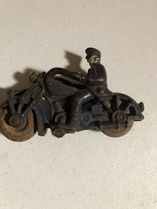 Vintage Champion Cast Iron Toy Motorcycle,  Rider,