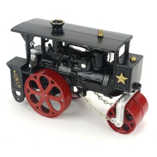 Vintage Black Huber Cast Aluminum Steam Tractor Road Roller Toy
