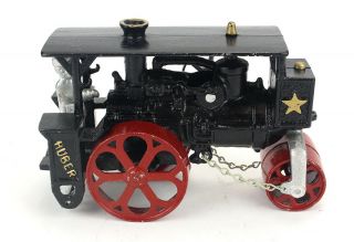 Vintage Black Huber Cast Aluminum Steam Tractor Road Roller Toy 2