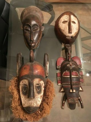 Vintage African Tribal Masks Hand Carved Wood Ethnic Art Unique