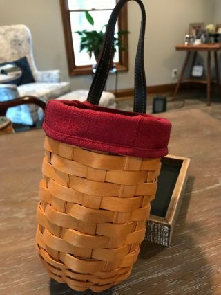 2001 Longaberger Hanging Basket With Red Cloth And Plastic Protector
