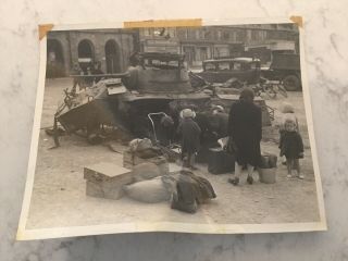 Wwii Press Photo Knocked Out Small Tank France 8 - 1944